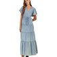 Petite Chambray Tiered Maxidress