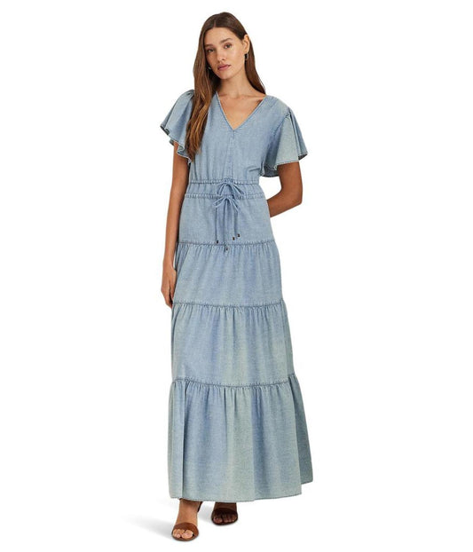 Petite Chambray Tiered Maxidress