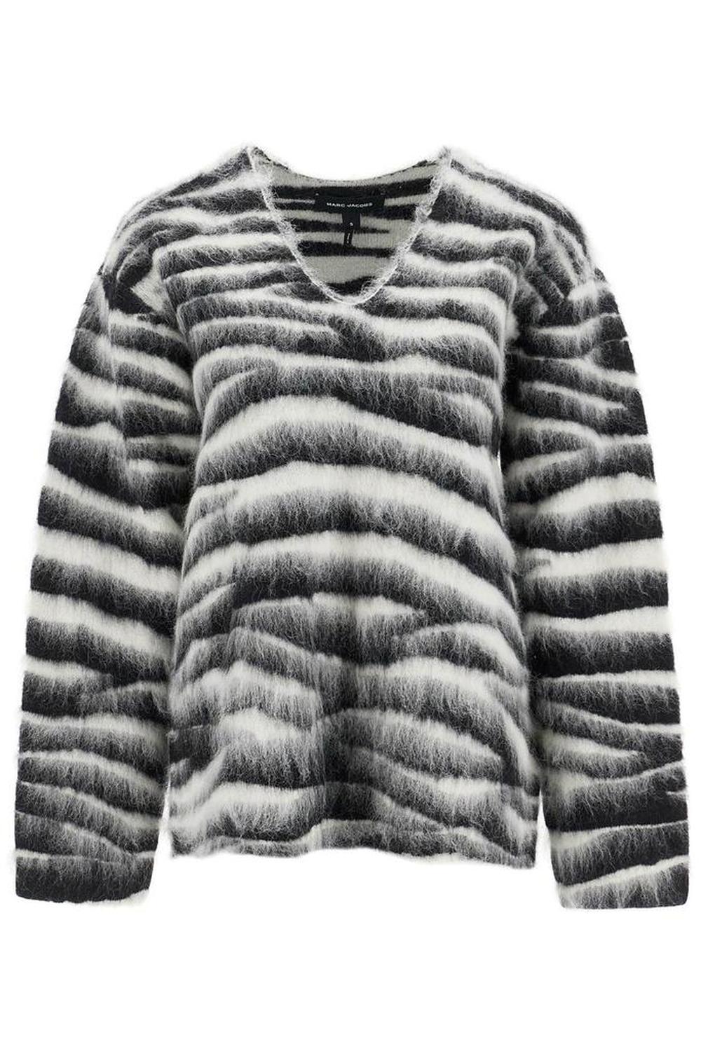 Women's Zebra Print Wool And Mohair