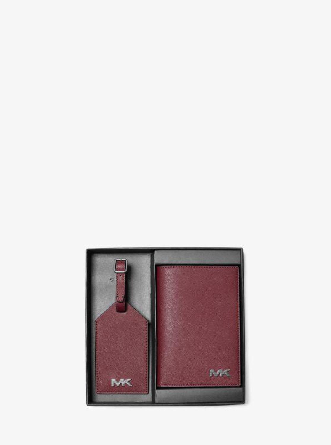 Saffiano Leather Passport Case and Luggage Tag Gift Set