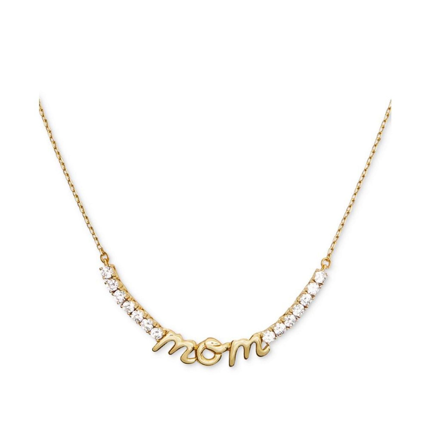 Gold-Tone Love You, Mom Crystal Necklace, 16" + 3" extender