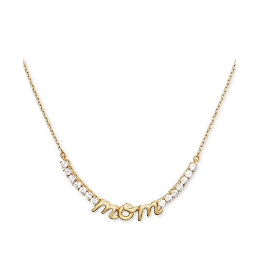 Gold-Tone Love You, Mom Crystal Necklace, 16" + 3" extender