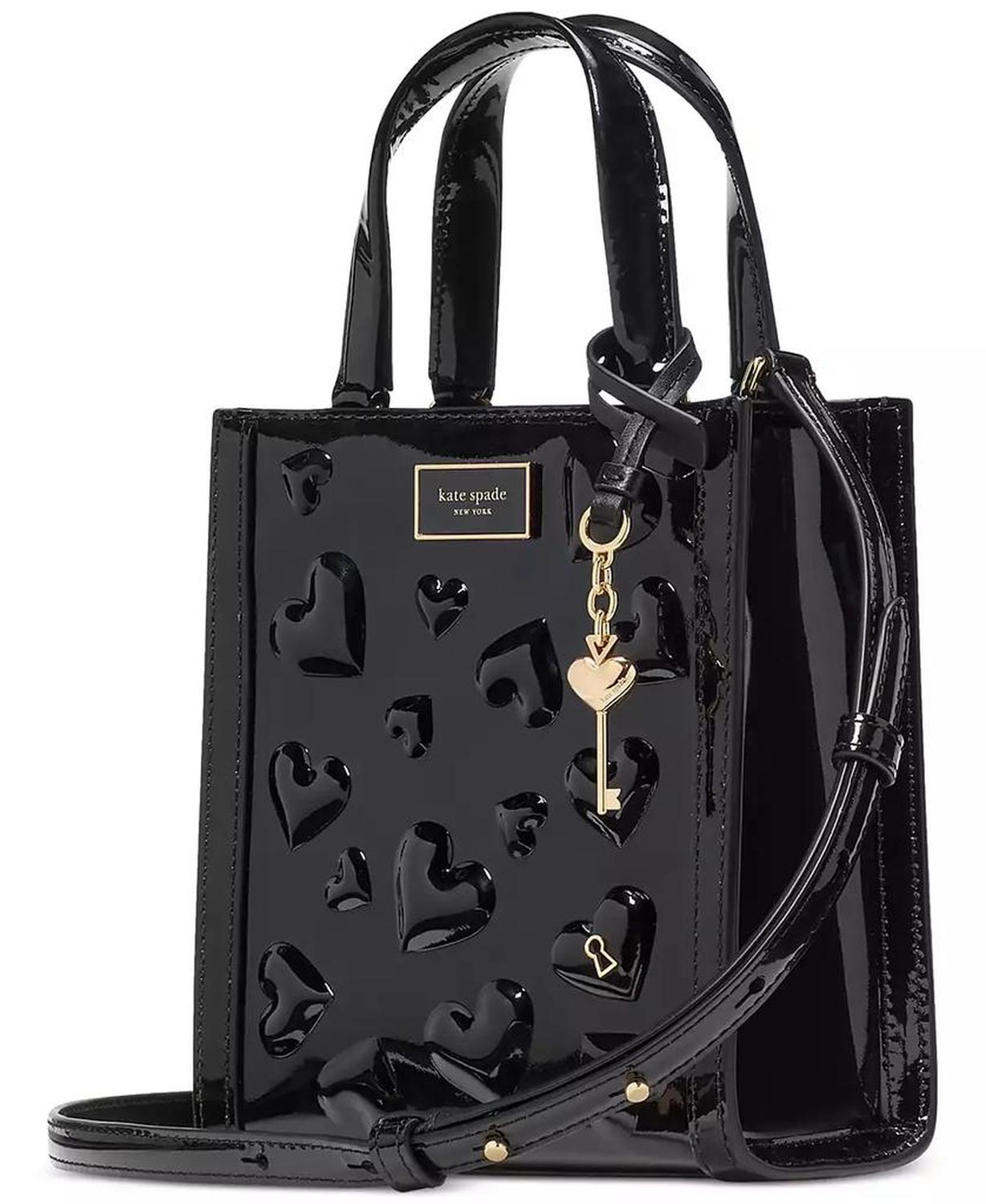 Key to My Heart Embossed Patent Leather Manhattan Mini Tote