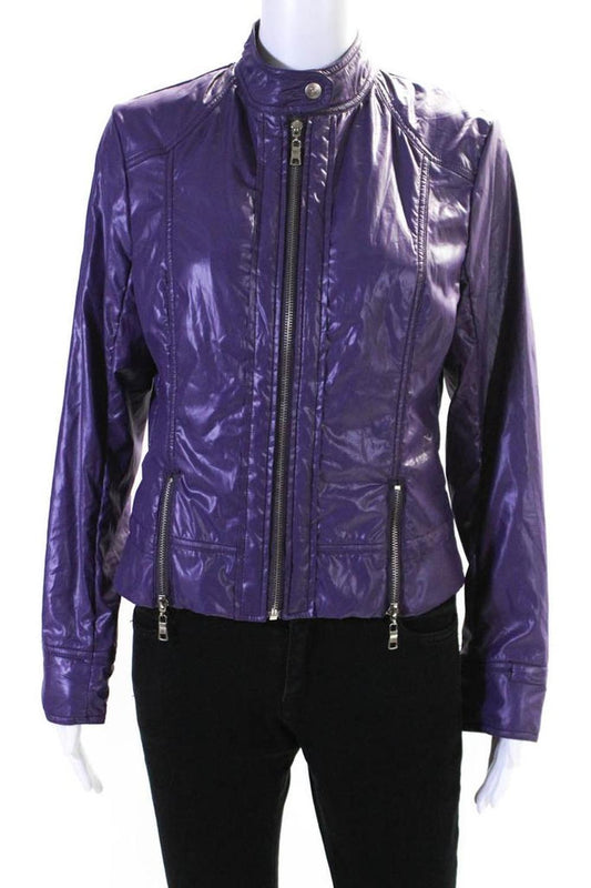 Max Mara Womens Lightweight Full Zip High Neck Windbreaker Jacket Purple