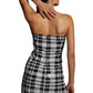 Sequined Plaid Mini Dress