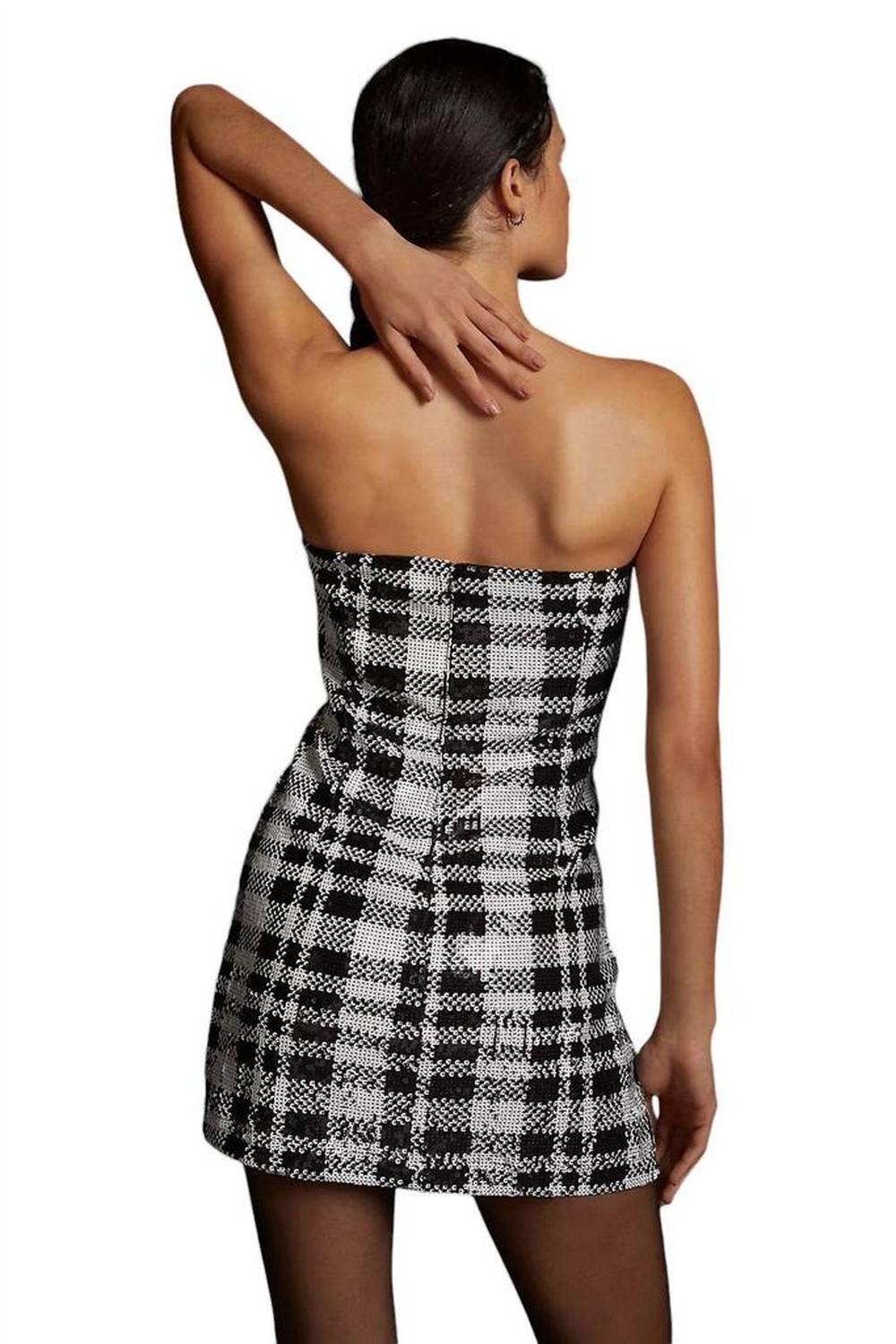 Sequined Plaid Mini Dress