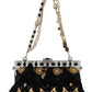 Dolce & Gabbana Black Tassel Gold Baroque Crystal Evening Clutch