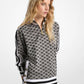 Logo Jacquard Knit Side-Snap Quarter-Zip Sweatshirt