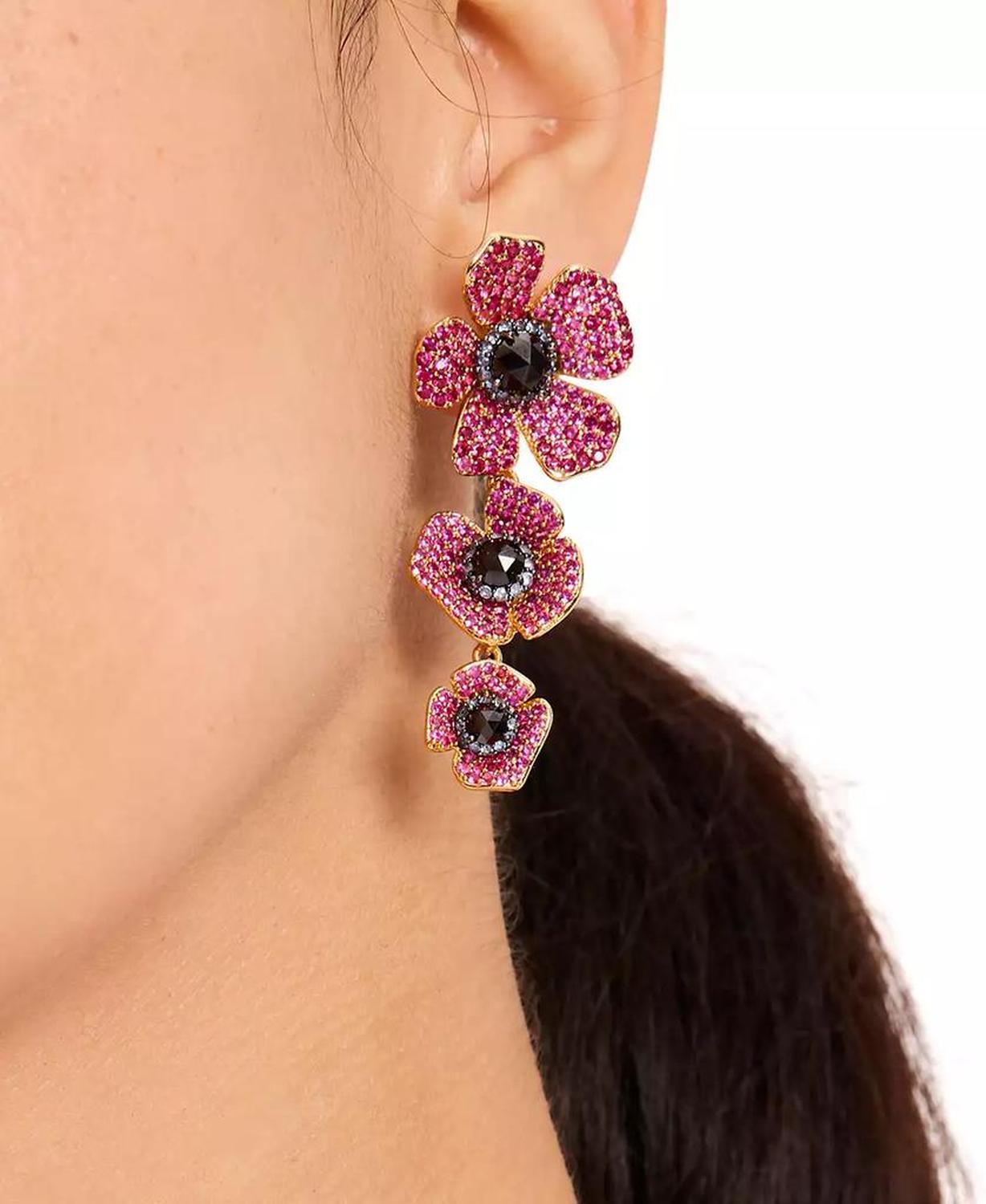 Cubic Zirconia Poppy Triple Drop Earrings