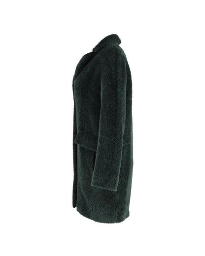 Max Mara Single-Breasted Coat in Green Alpaca Fur