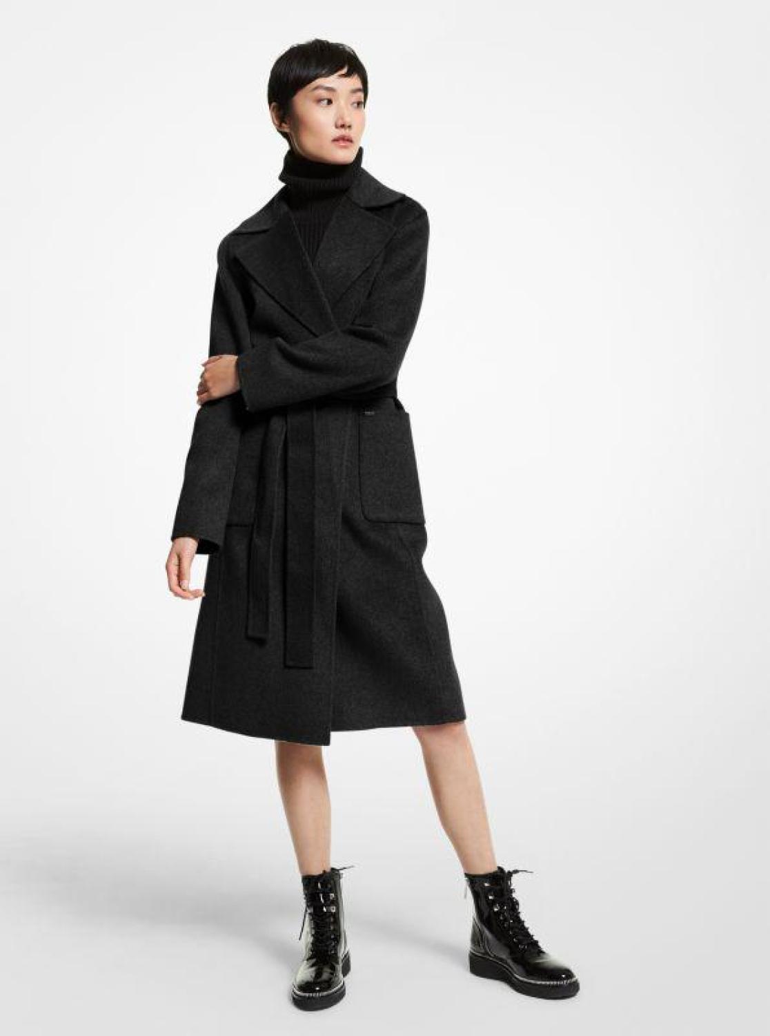 Wool Blend Wrap Coat