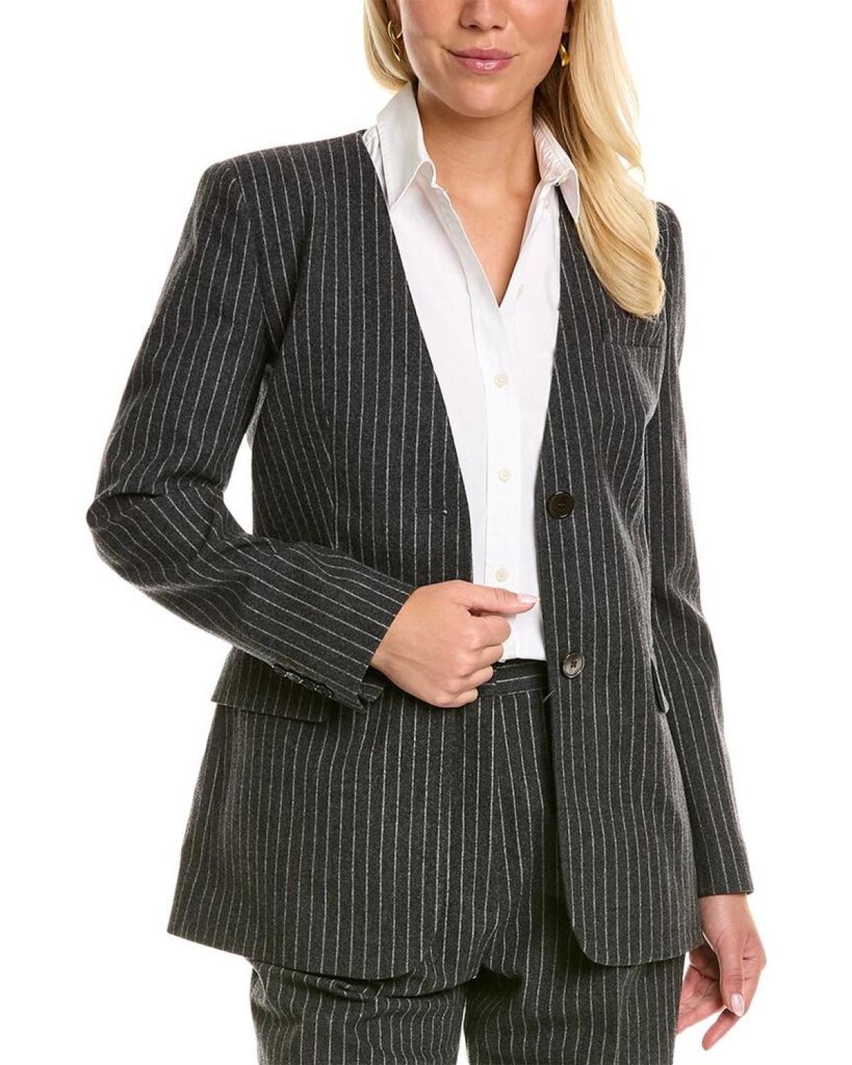 Michael Kors Pinstripe Wool-Blend Blazer