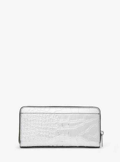 Hudson Metallic Crocodile Embossed Leather Zip-Around Wallet