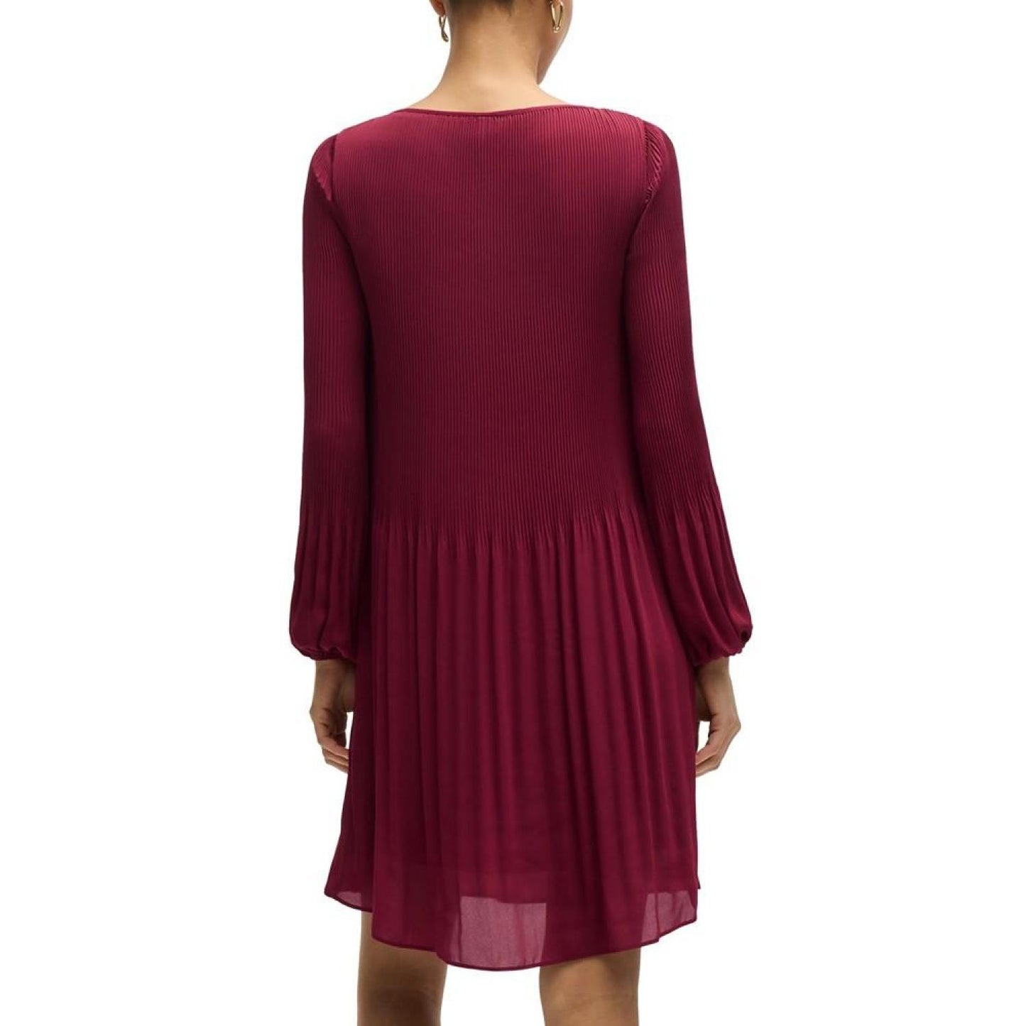 Women's Plisse Pleats Regular-Fit Crew-Neck Dress