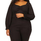 Plus Size Long Sleeve Puff Sleeve Ruched Top