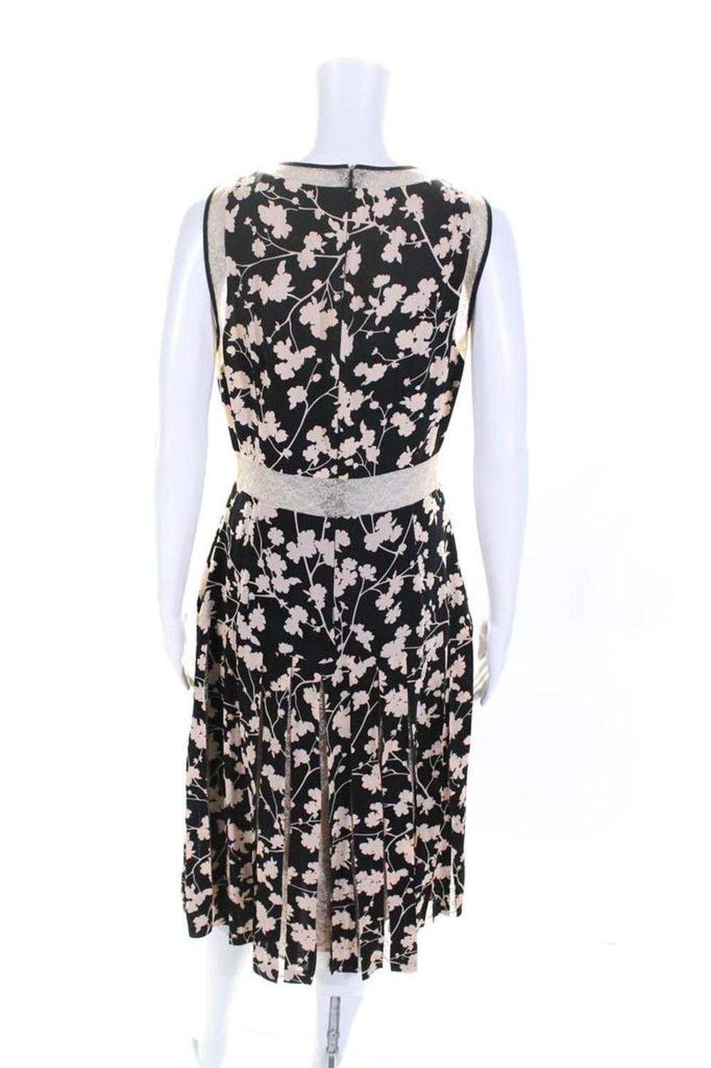 Michael Kors Collection Womens Floral Print Paneled Hem Dress Black