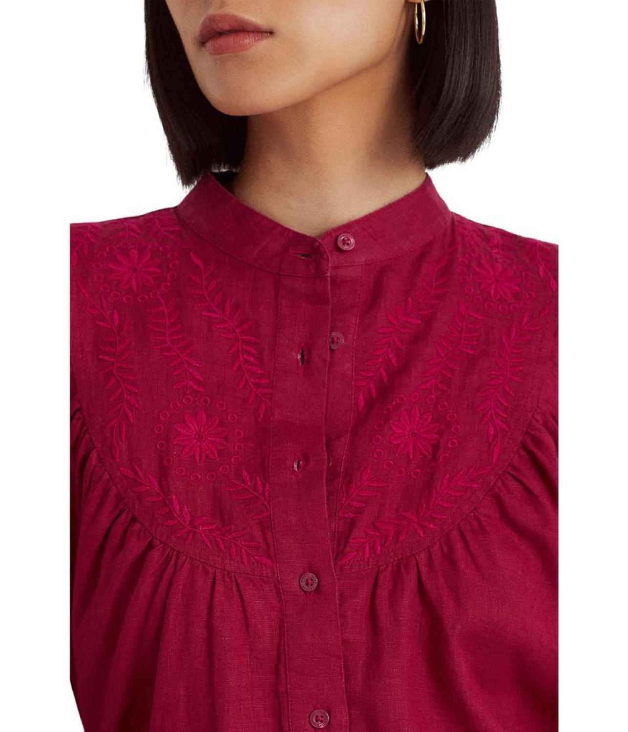 Embroidered Linen Blouse