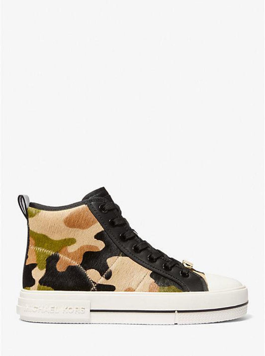 Evy Camouflage Print Calf Hair High-Top Sneaker