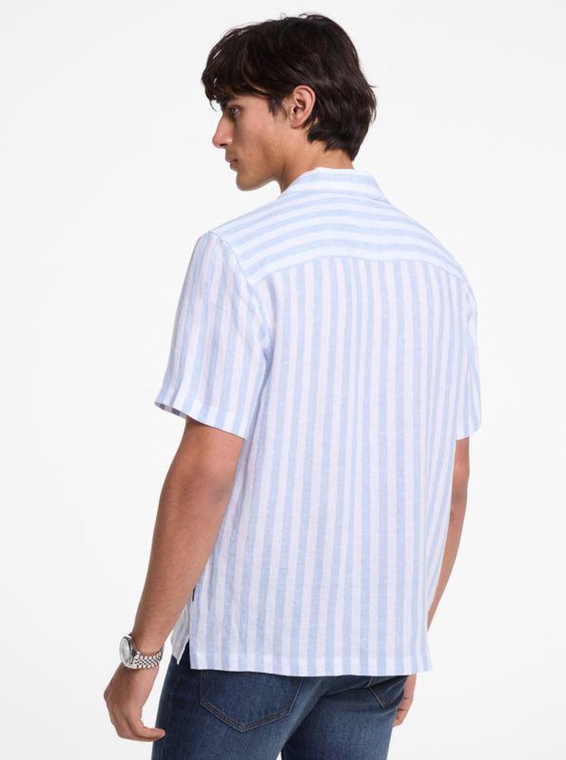 Linen and Cotton Blend Striped Shirt