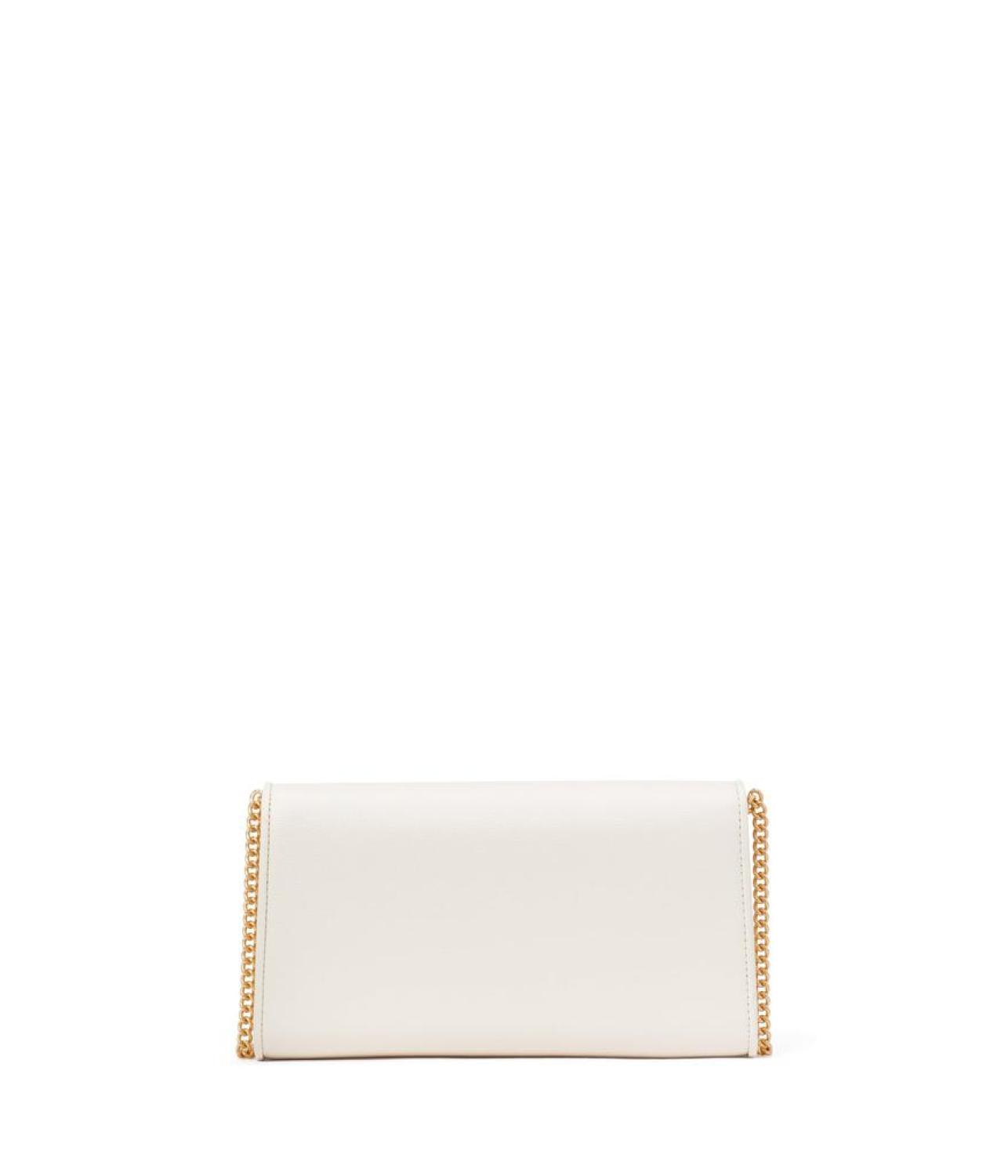 Morgan Bow Embellished Saffiano Leather Envelope Flap Crossbody