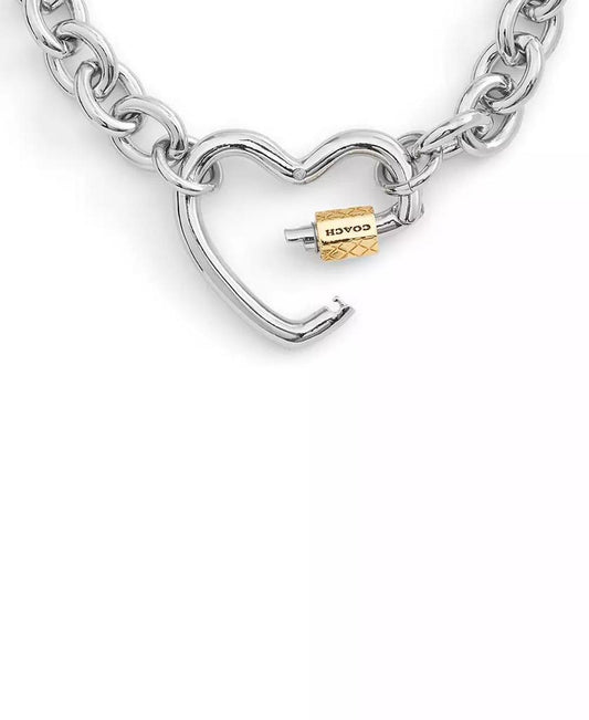 Two-Tone Signature Carabiner Heart Statement Bracelet