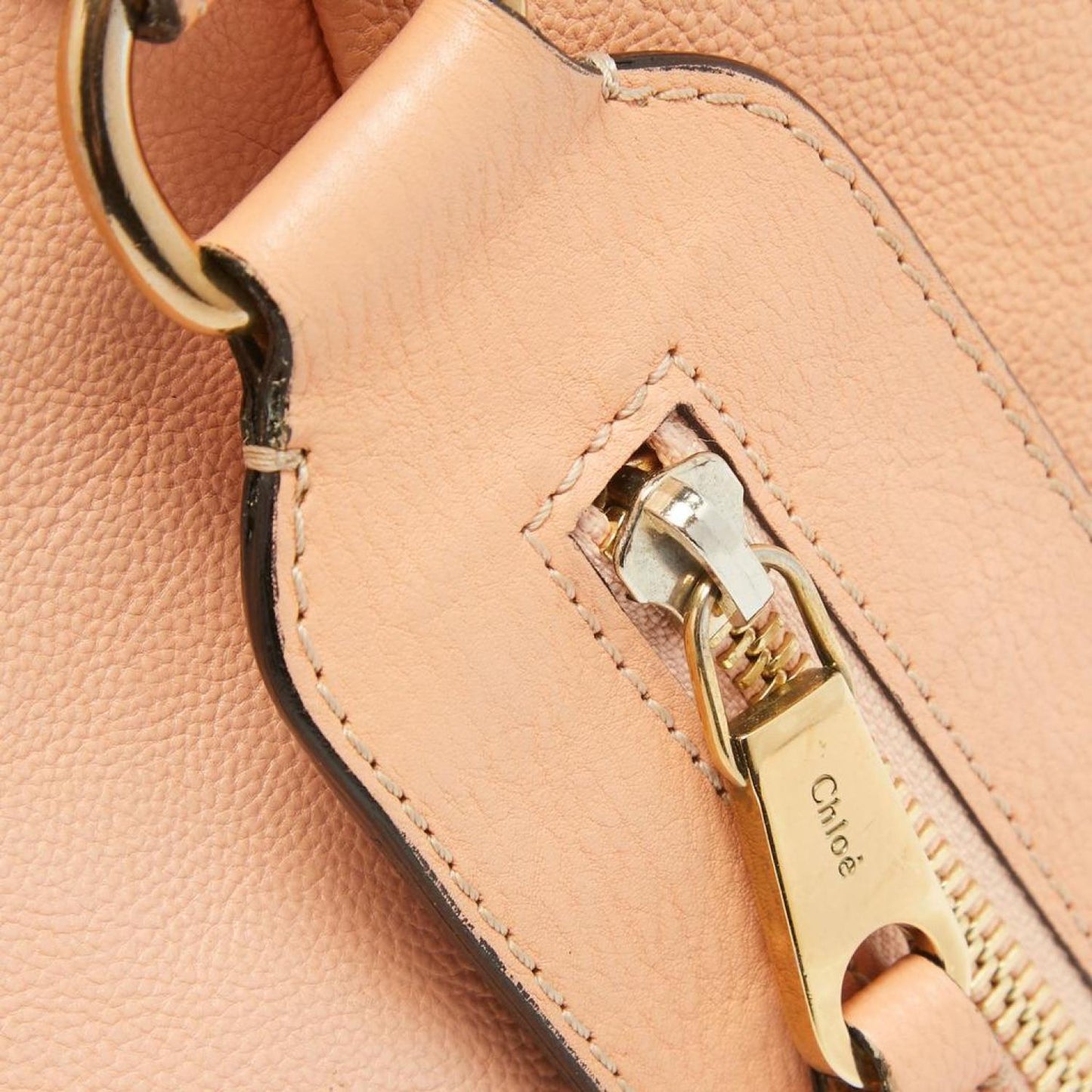 Chloe Peach Leather Elise Neo Folk Shoulder Bag