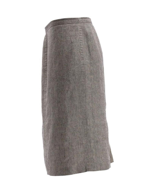 Max Mara Midi Skirt in Grey Linen