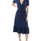 Womens Midi Surplice Midi Dress