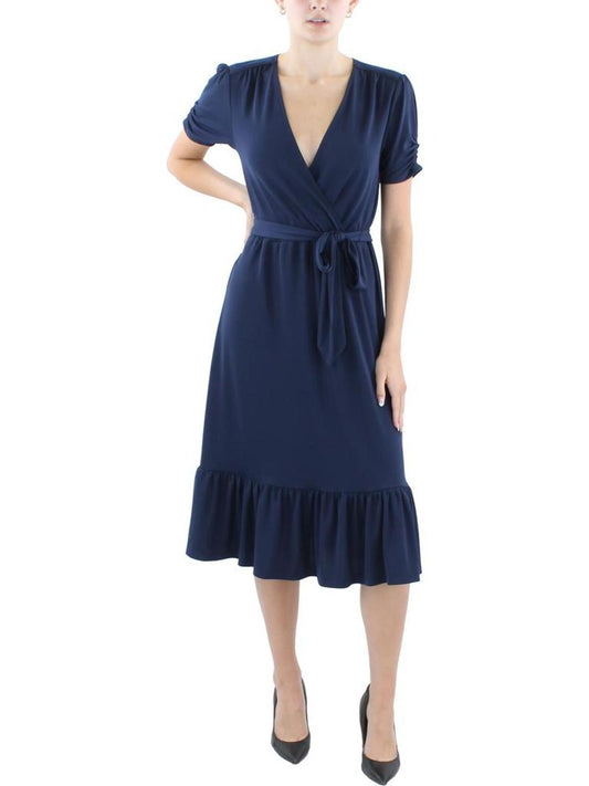 Womens Midi Surplice Midi Dress