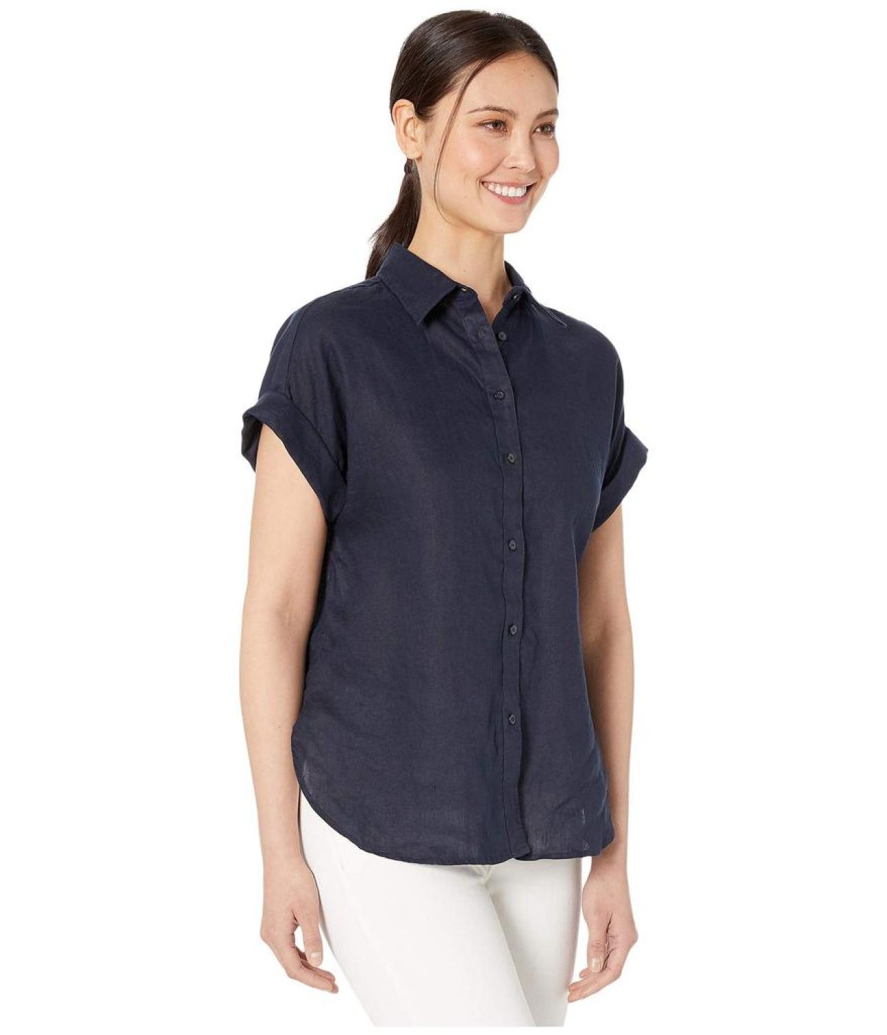 Linen Dolman-Sleeve Shirt