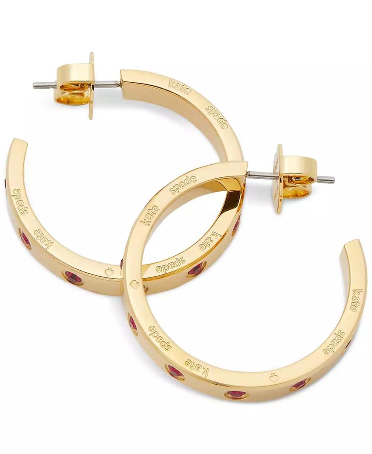 Gold-Tone Small Color Pavé Hoop Earrings, 1"