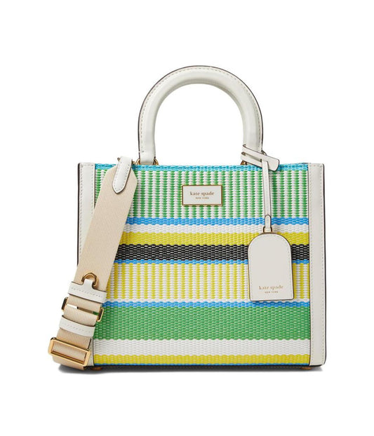 Manhattan Striped Woven Straw Small Tote