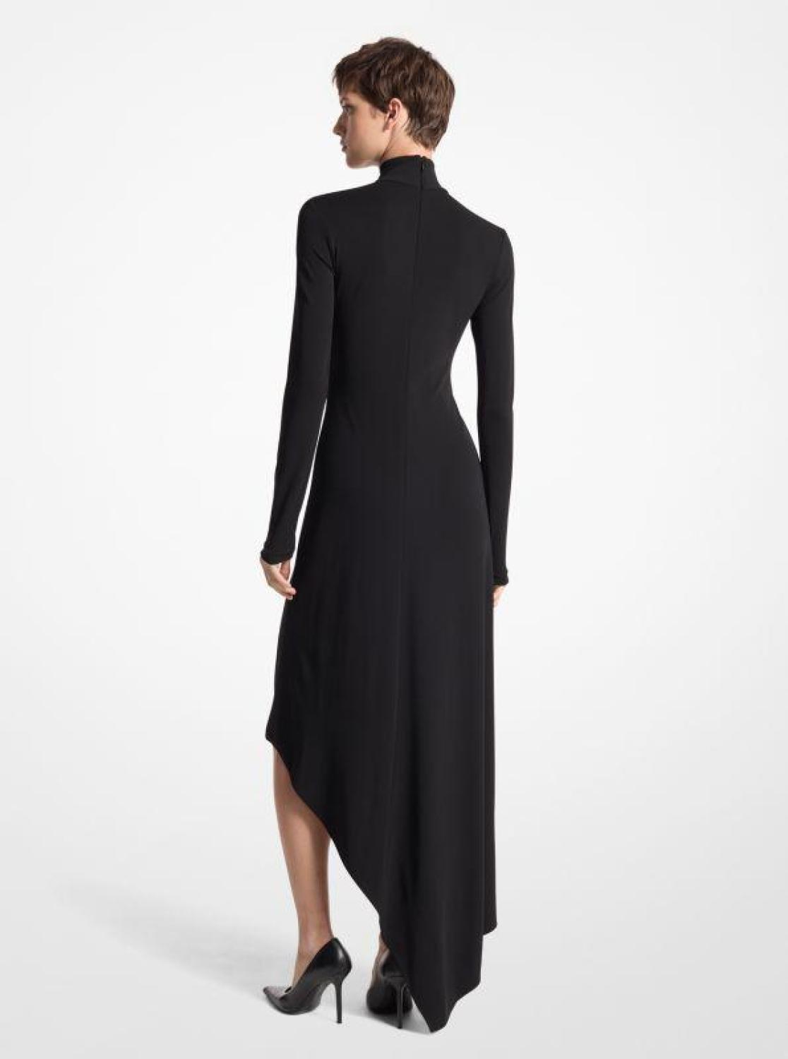 Stretch Matte Jersey One-Shoulder Handkerchief Dress