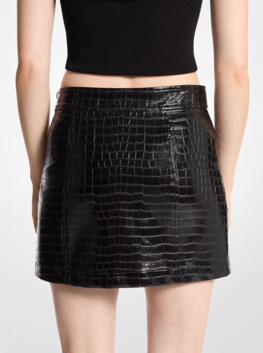 Crocodile Embossed Mini Skirt