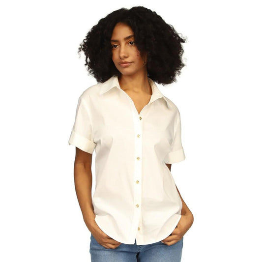 Michael Kors Women's Poplin Short-Sleeve Button-Front Top