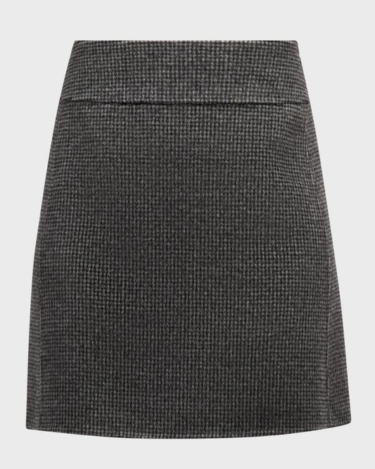 Stone Wool-Blend Houndstooth Mini Skirt