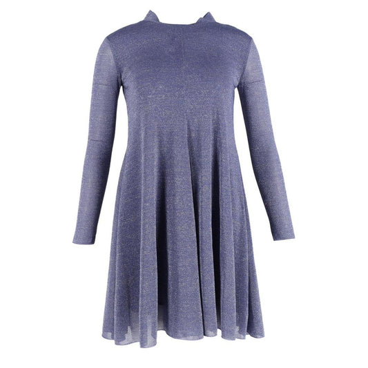 Max Mara Long Sleeve Mini Dress in Purple Polyester