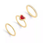 Faux Stone Halo Heart Stackable Ring Set