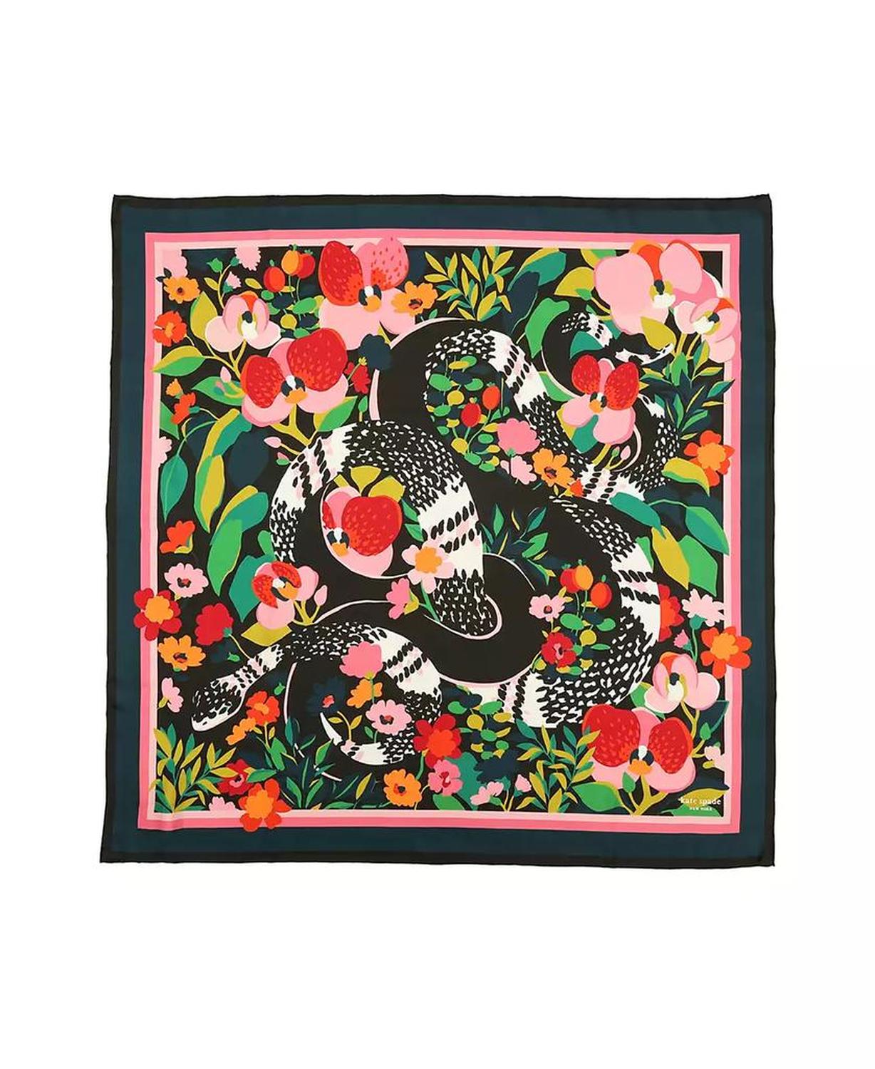 Women's Garden Snake Silk Square Scarf