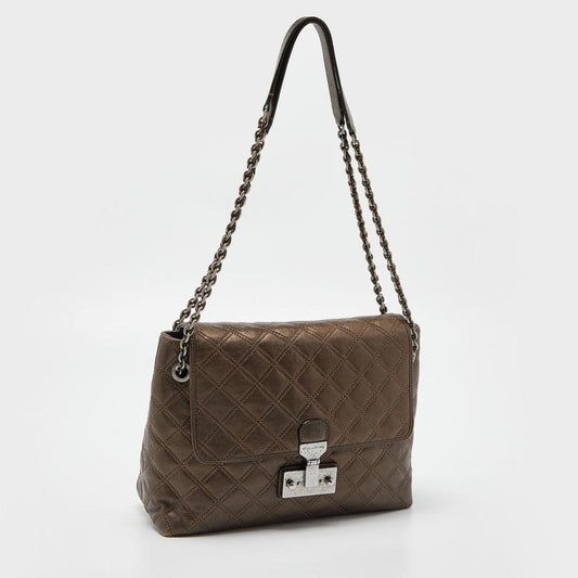 Marc Jacobs Metallic Quilted Leather Flap Shoulder Bag