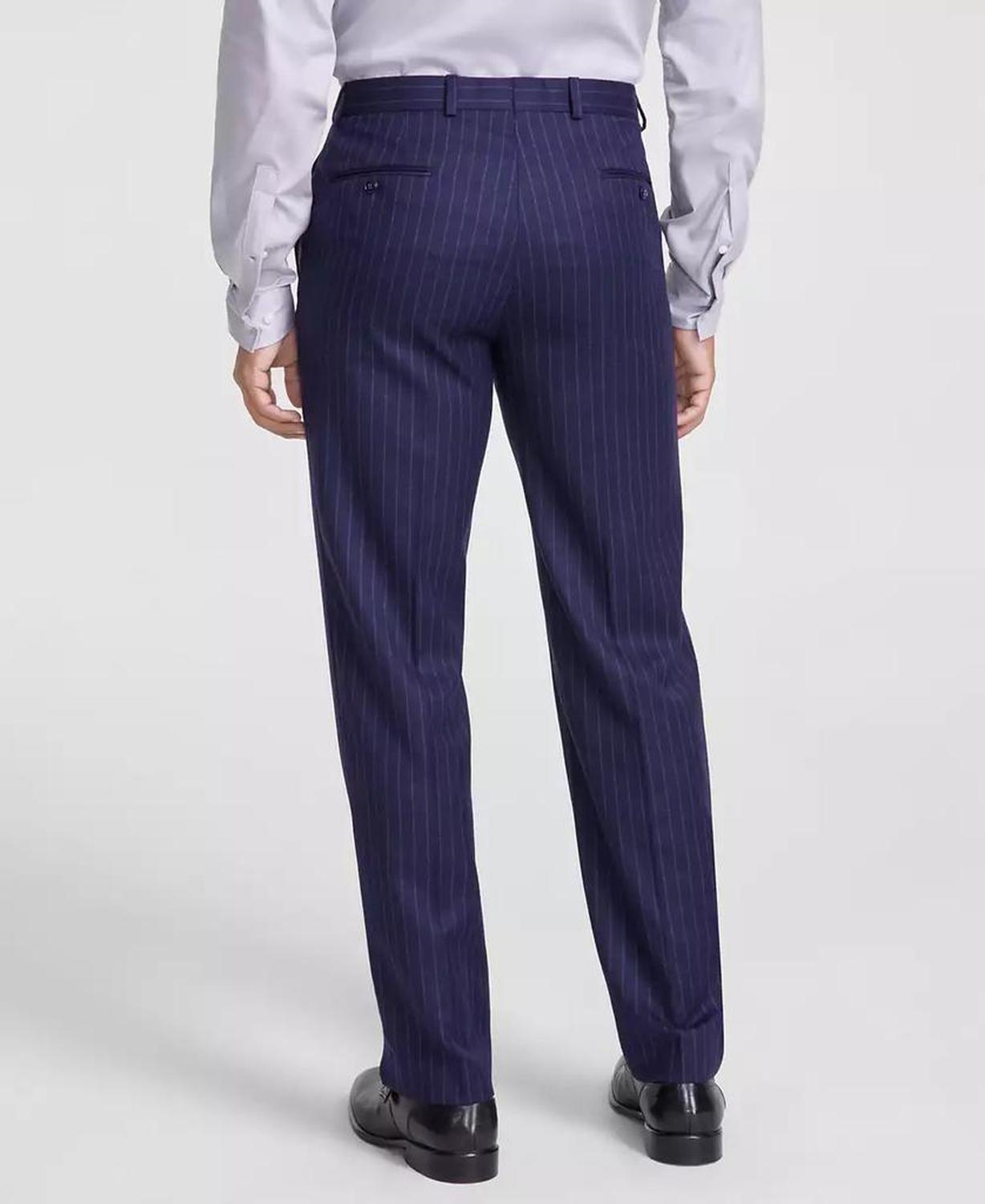 Men's Classic-Fit Pinstripe Wool-Blend Stretch Suit Separate Pants