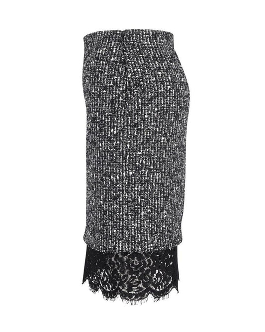 Michael Kors Lace Hem Pencil Skirt in Grey Polyester