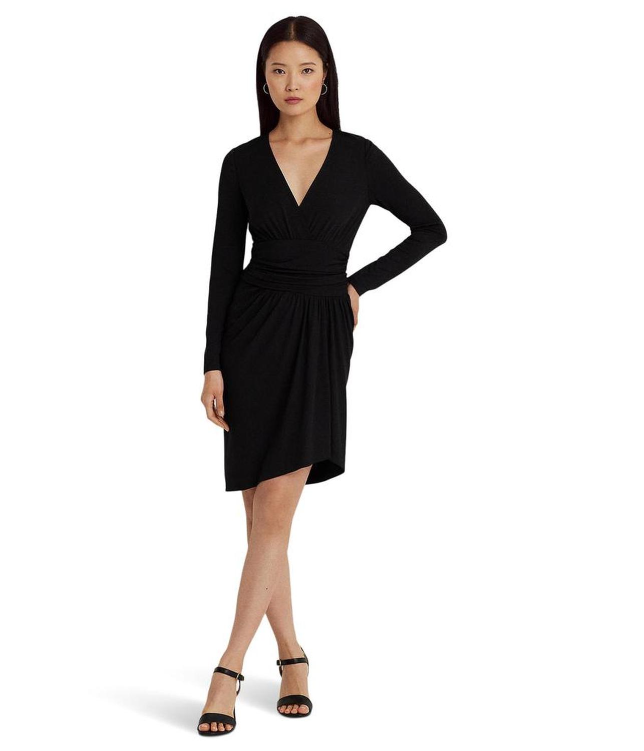 Ruched Stretch Jersey Surplice Dress