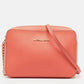 Michael Michael Kors Peach Saffiano Leather Jet Set Camera Crossbody Bag