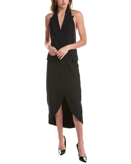 Michael Kors Collection Sable Halter Tuxedo Midi Dress