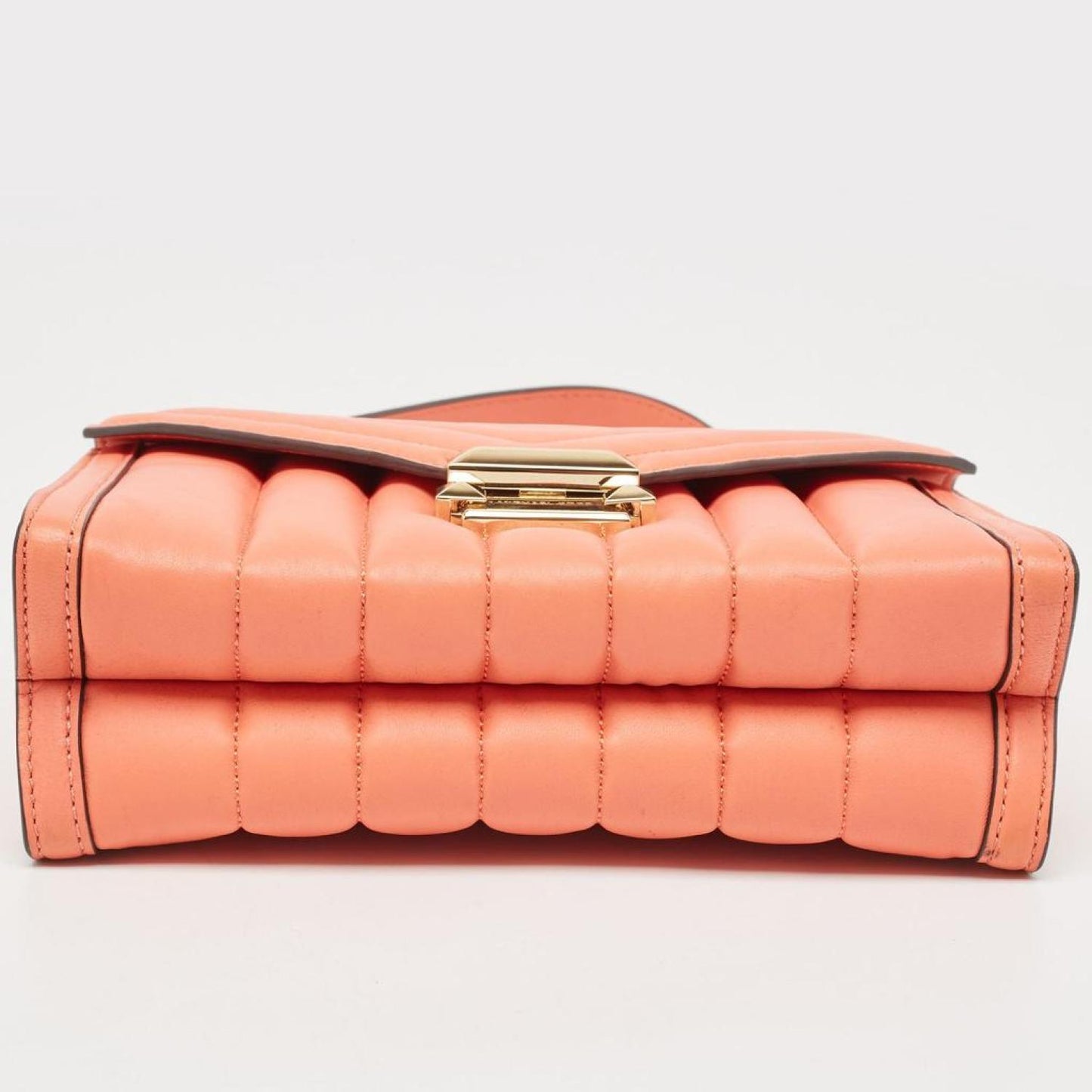 Michael Kors Peach Quilted Leather Large Whitney Shoulder Bag