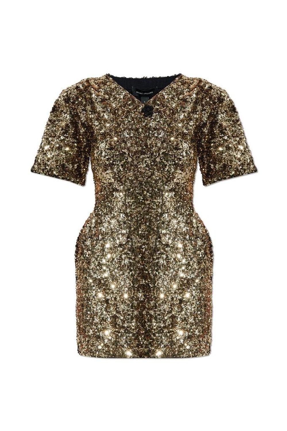 Marc Jacobs Sequin V-Neck Knit Dress