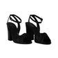 Michael Kors Gabrielle Runway Block Heel Sandals in Black Leather