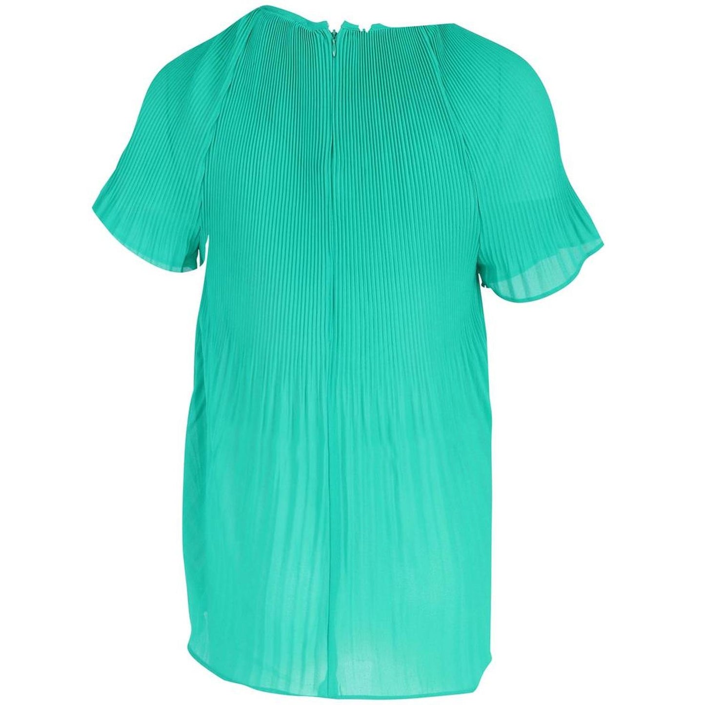 Michael Kors Pleated Georgette Top in Green Polyester