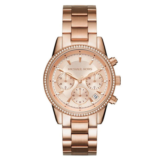 Michael Kors Ritz MK6357 Women's Rose Gold-Tone Chronograph 37mm Watch